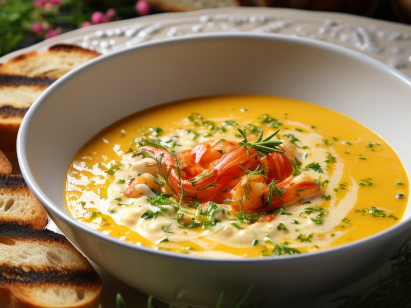 Caldo de Mandioca com Bacon Cremoso